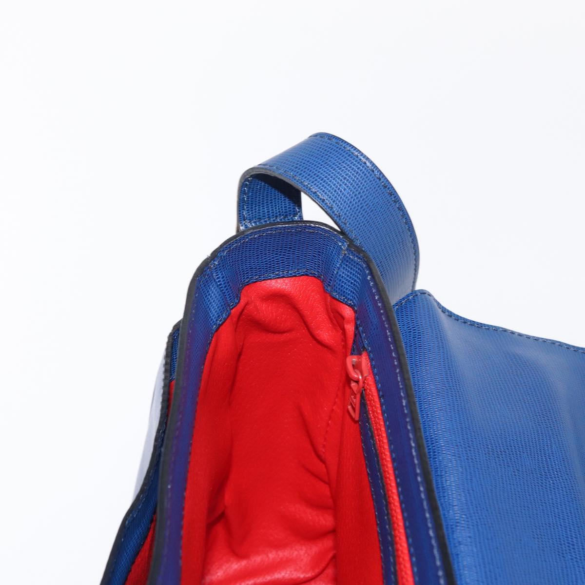 CELINE Circle Shoulder Bag Leather Blue Gold Auth 153882V