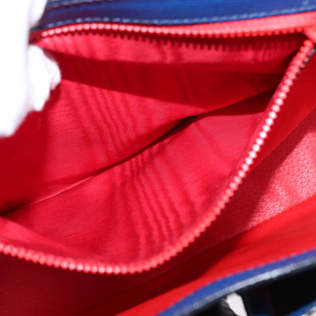 CELINE Circle Shoulder Bag Leather Blue Gold Auth 153882V