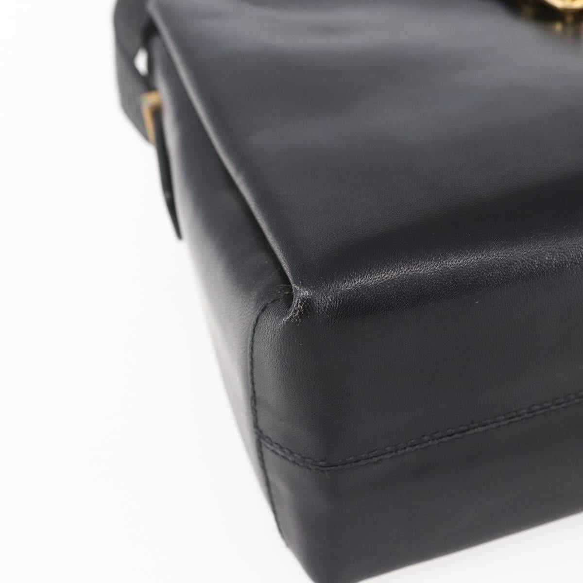 CELINE Shoulder Bag Leather Black Gold Auth 153884