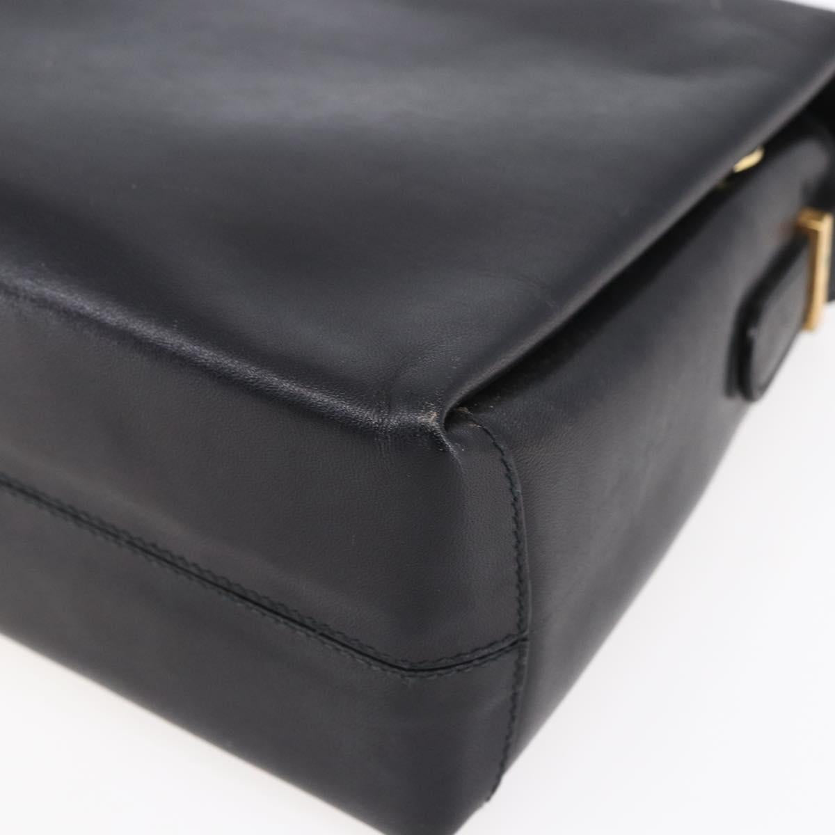 CELINE Shoulder Bag Leather Black Gold Auth 153884