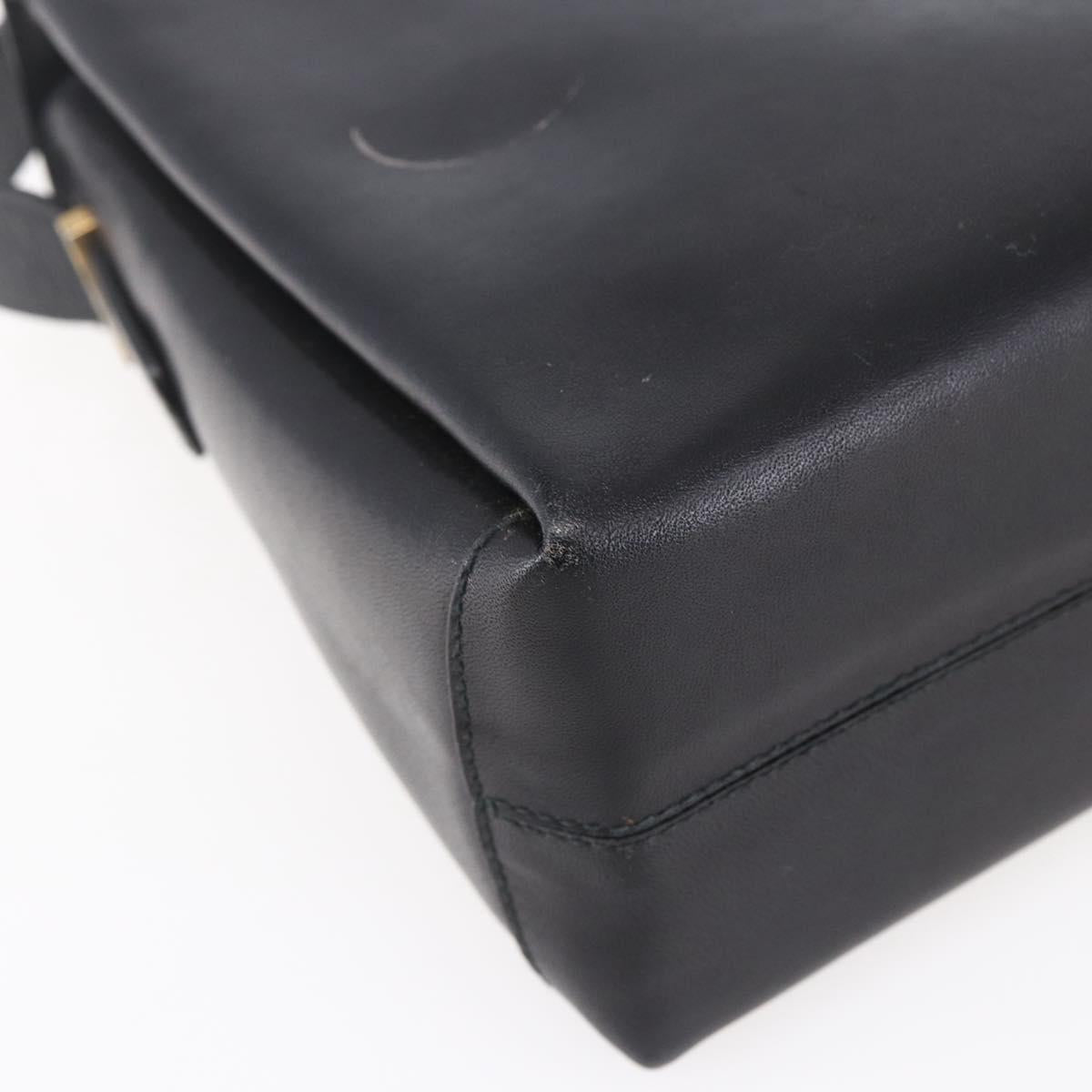 CELINE Shoulder Bag Leather Black Gold Auth 153884