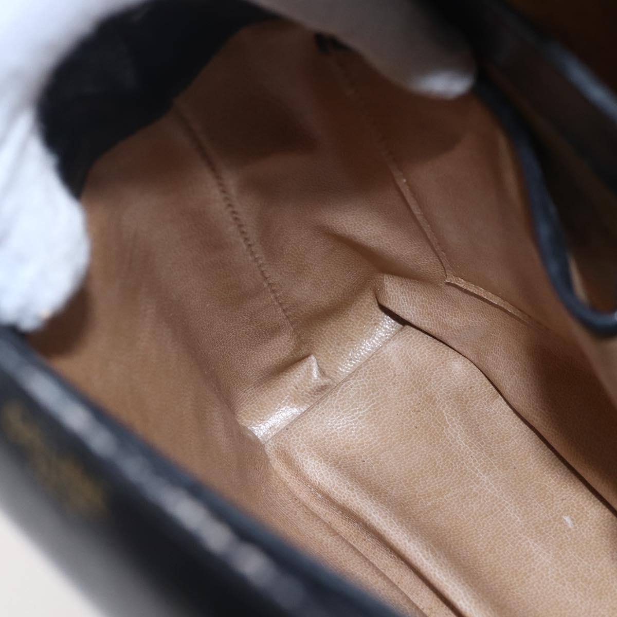 CELINE Shoulder Bag Leather Black Gold Auth 153884