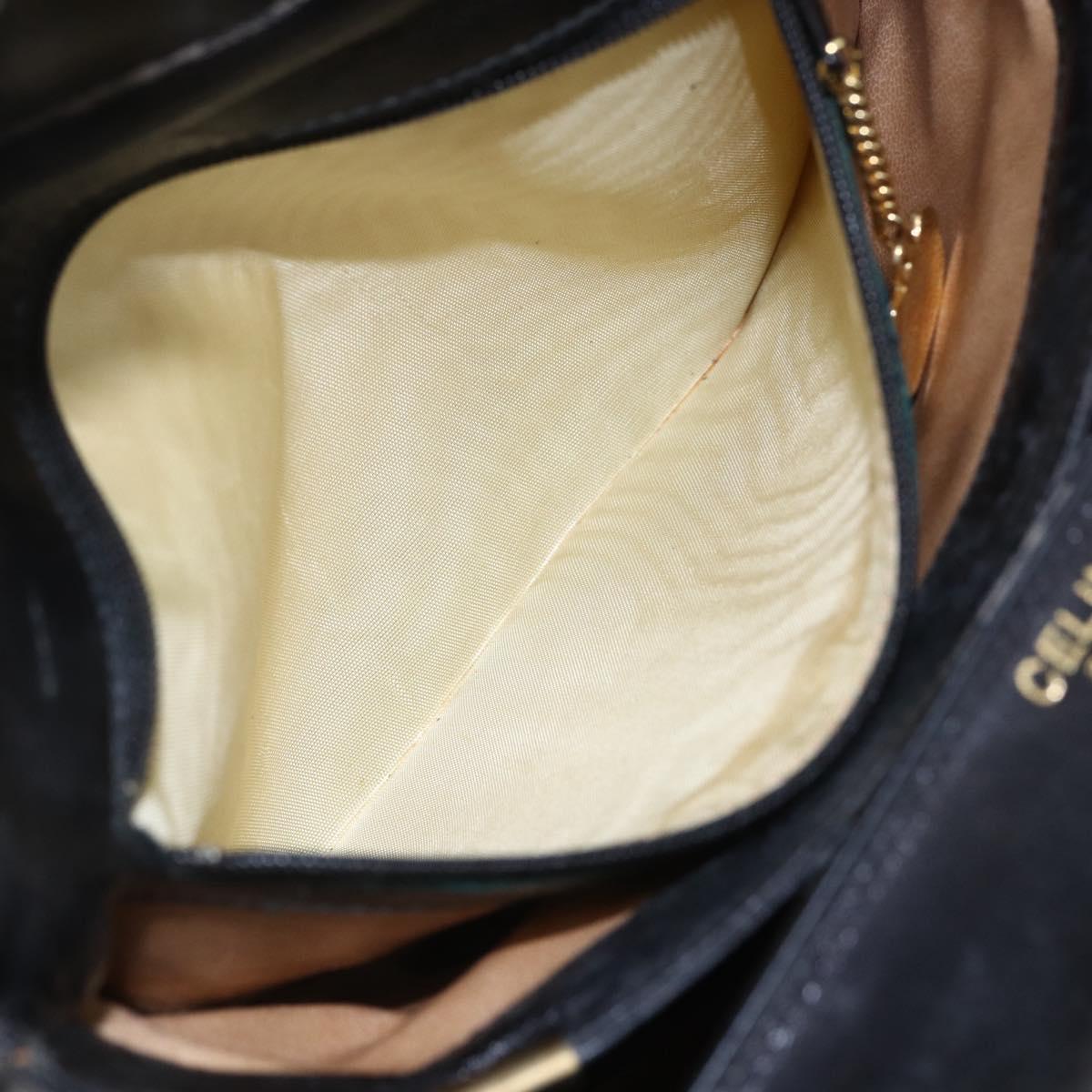 CELINE Shoulder Bag Leather Black Gold Auth 153884