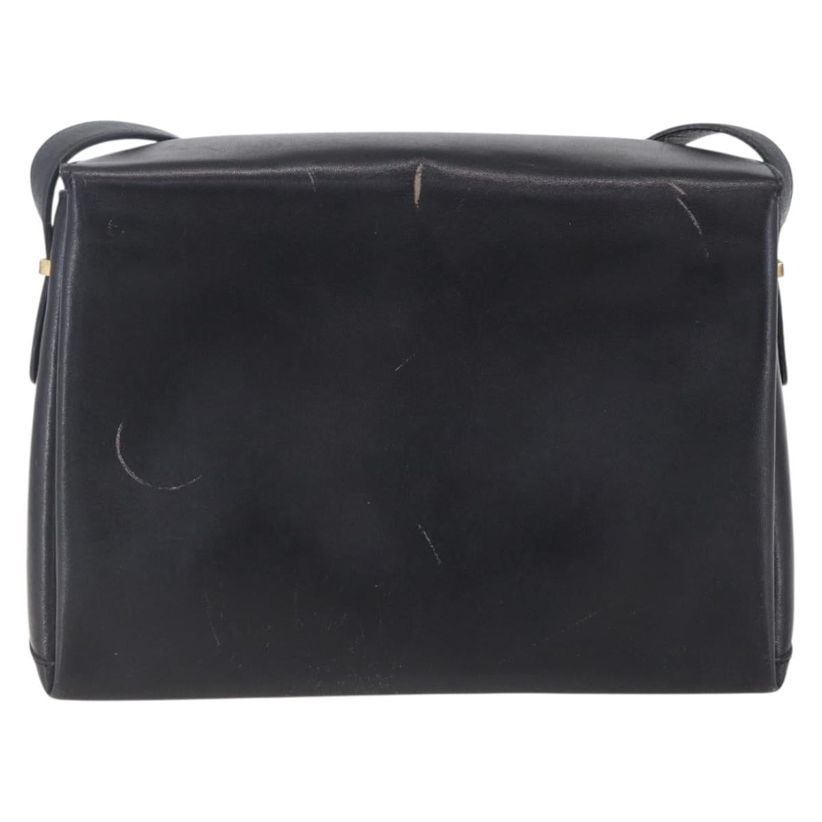 CELINE Shoulder Bag Leather Black Gold Auth 153884