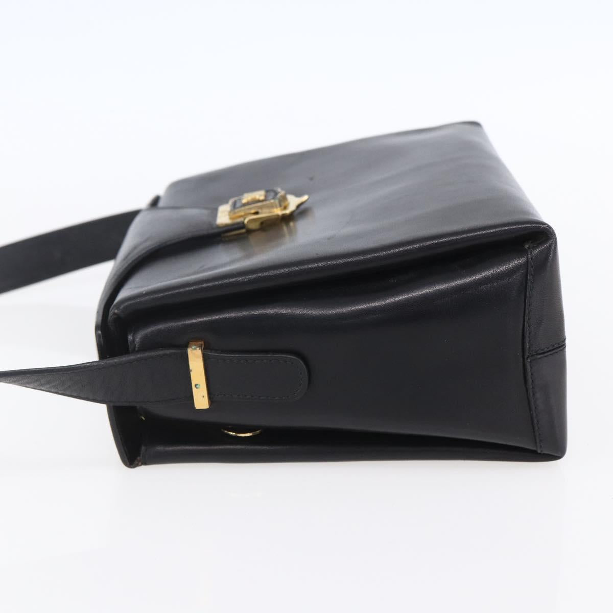 CELINE Shoulder Bag Leather Black Gold Auth 153884