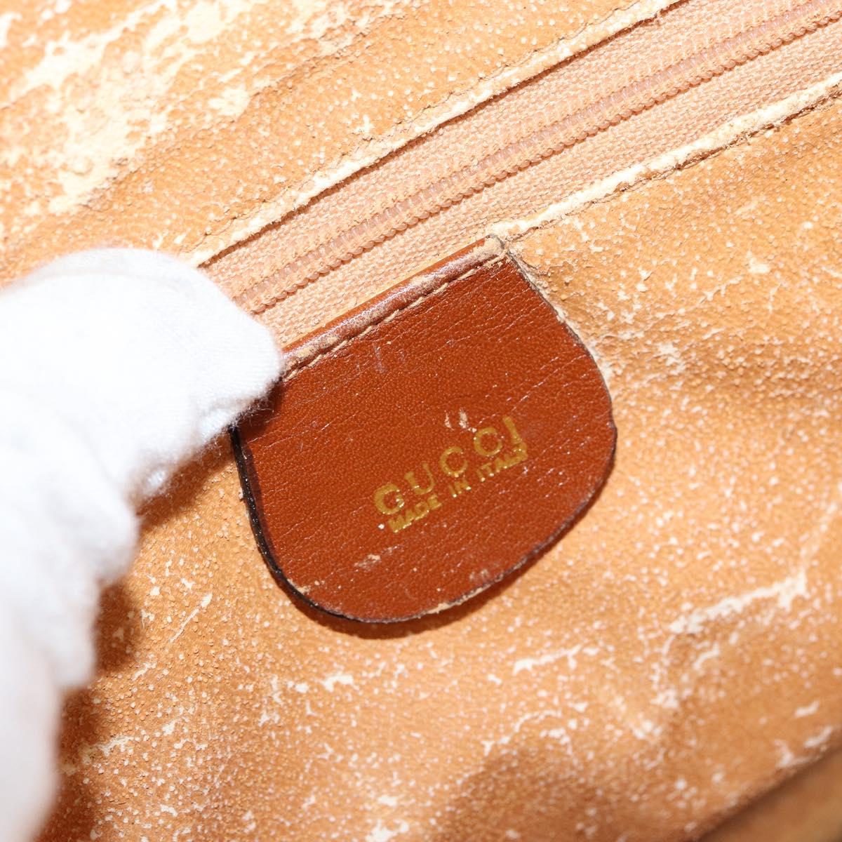 GUCCI Bamboo Hand Bag Leather 2way Brown Gold 000 1274 0290 Auth 153886