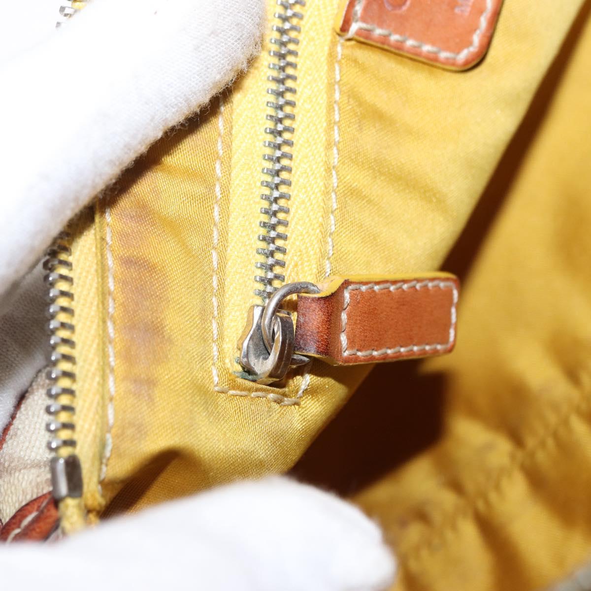 Christian Dior Trotter Canvas Romantic Hand Bag PVC Beige Silver Auth 153888