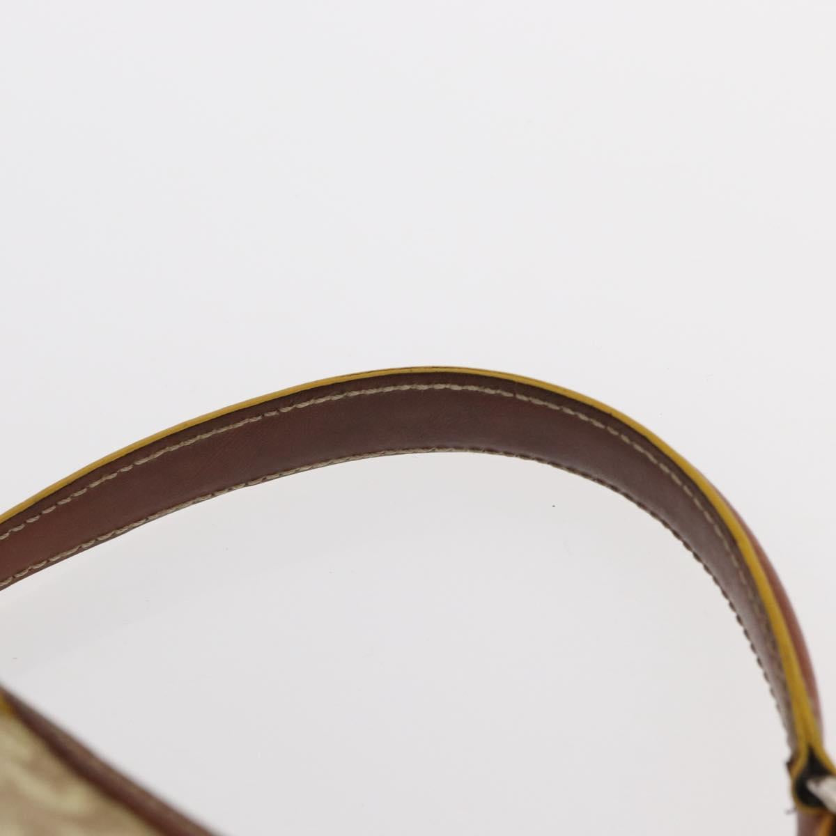 Christian Dior Trotter Canvas Romantic Hand Bag PVC Beige Silver Auth 153888