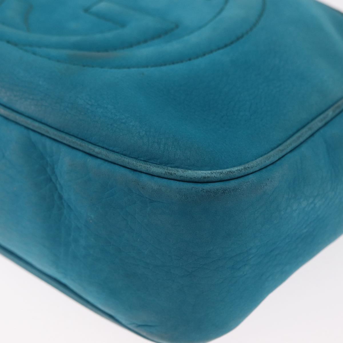 GUCCI Soho Shoulder Bag Suede Leather Blue Gold 308364 Auth 153895