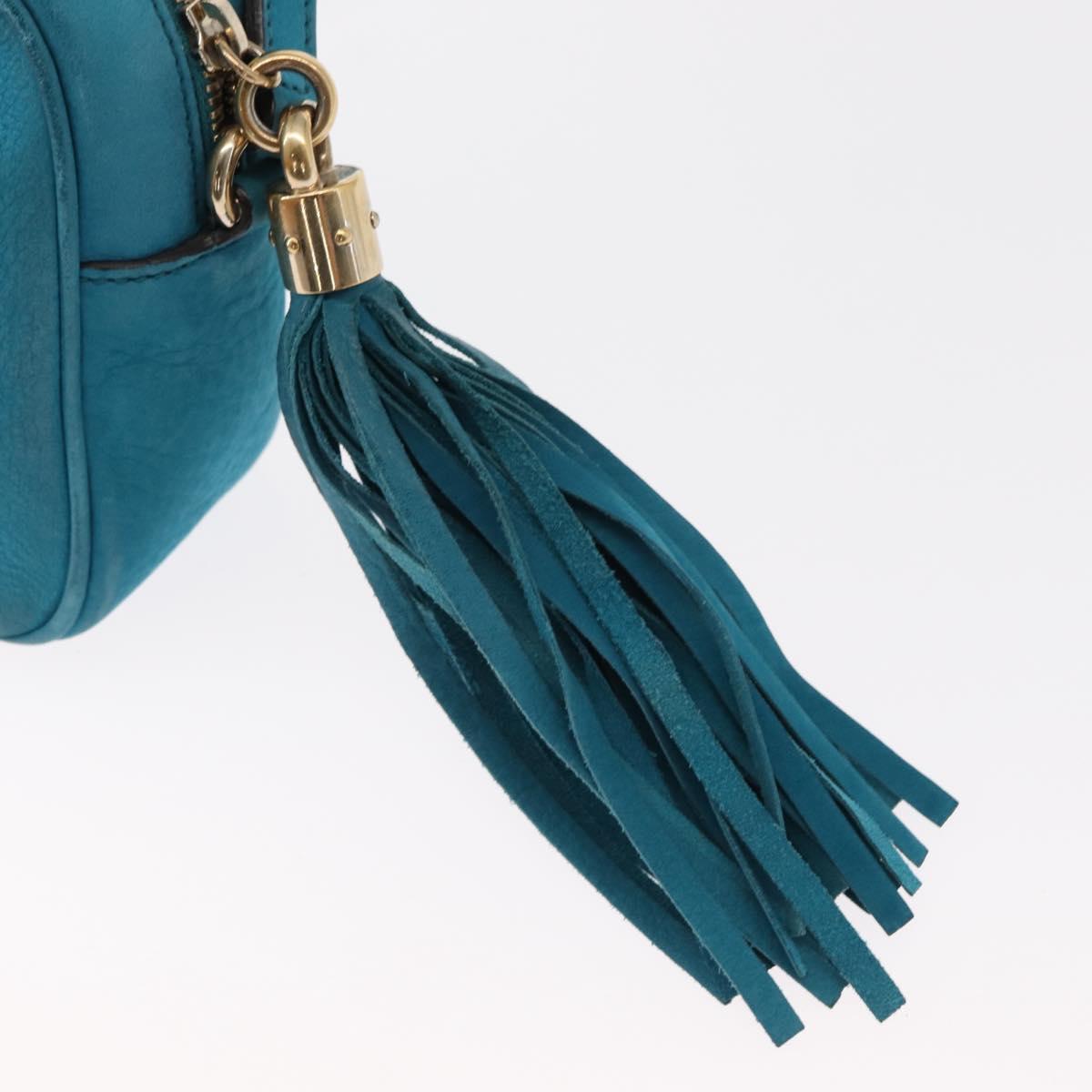 GUCCI Soho Shoulder Bag Suede Leather Blue Gold 308364 Auth 153895