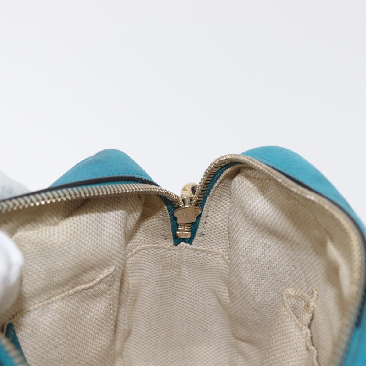 GUCCI Soho Shoulder Bag Suede Leather Blue Gold 308364 Auth 153895