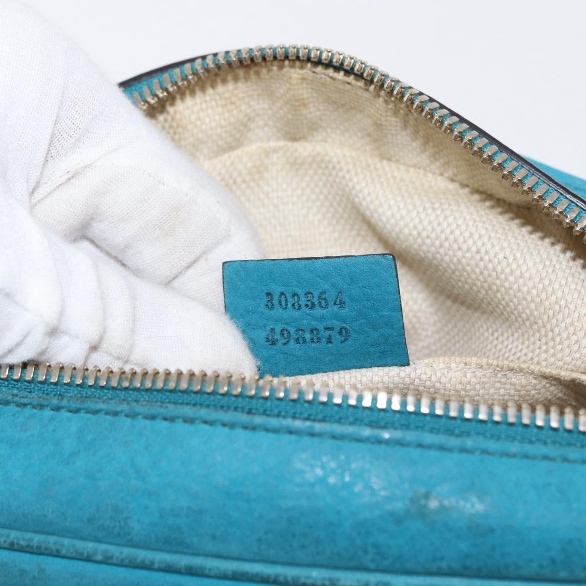 GUCCI Soho Shoulder Bag Suede Leather Blue Gold 308364 Auth 153895