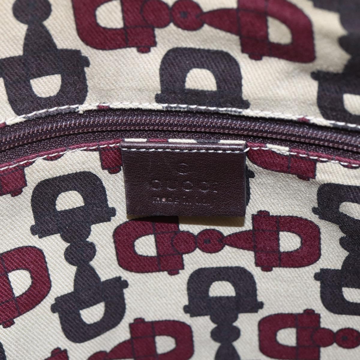 GUCCI GG Canvas Guccissima Abbey Bag Leather Bordeaux Gold 203257 Auth 153896