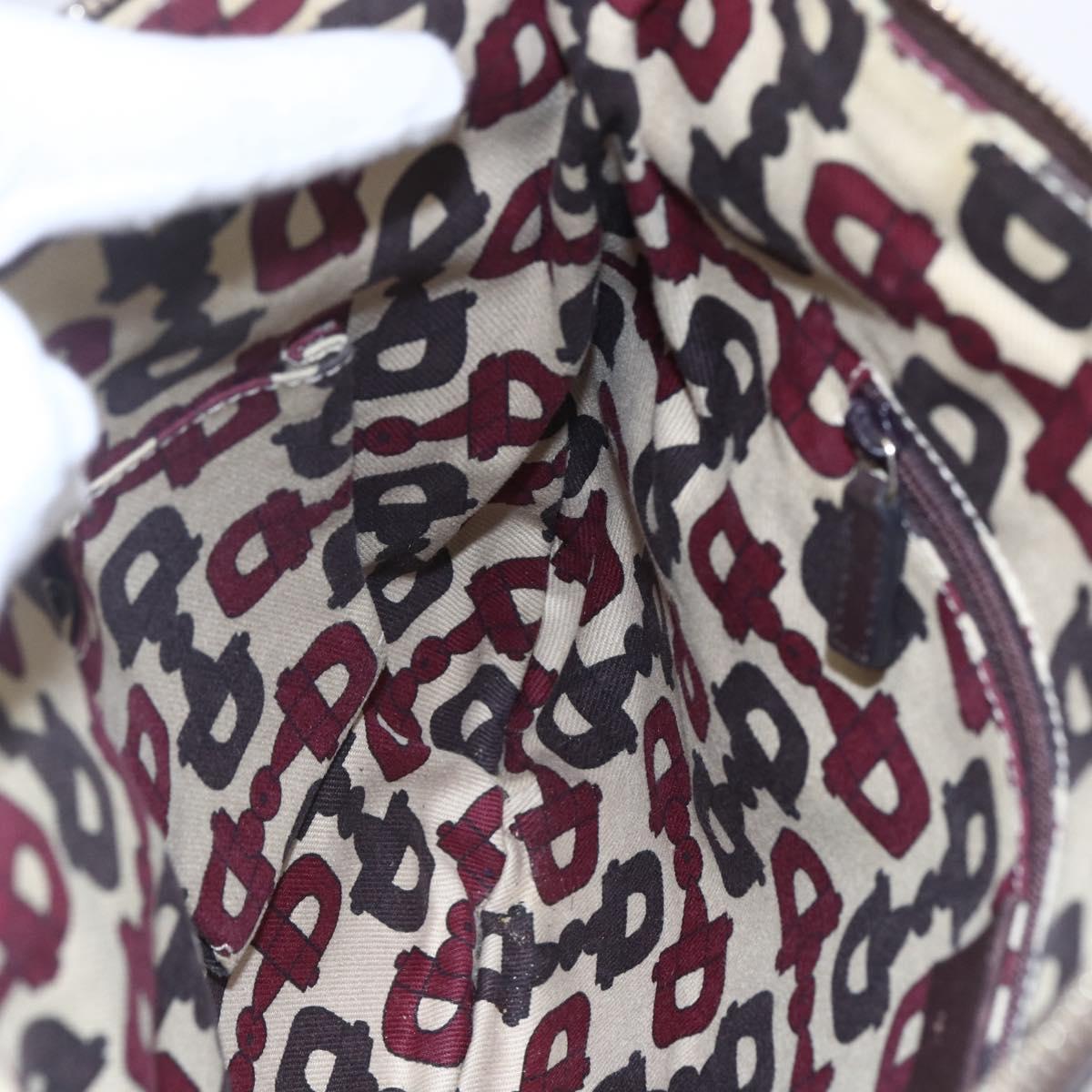 GUCCI GG Canvas Guccissima Abbey Bag Leather Bordeaux Gold 203257 Auth 153896