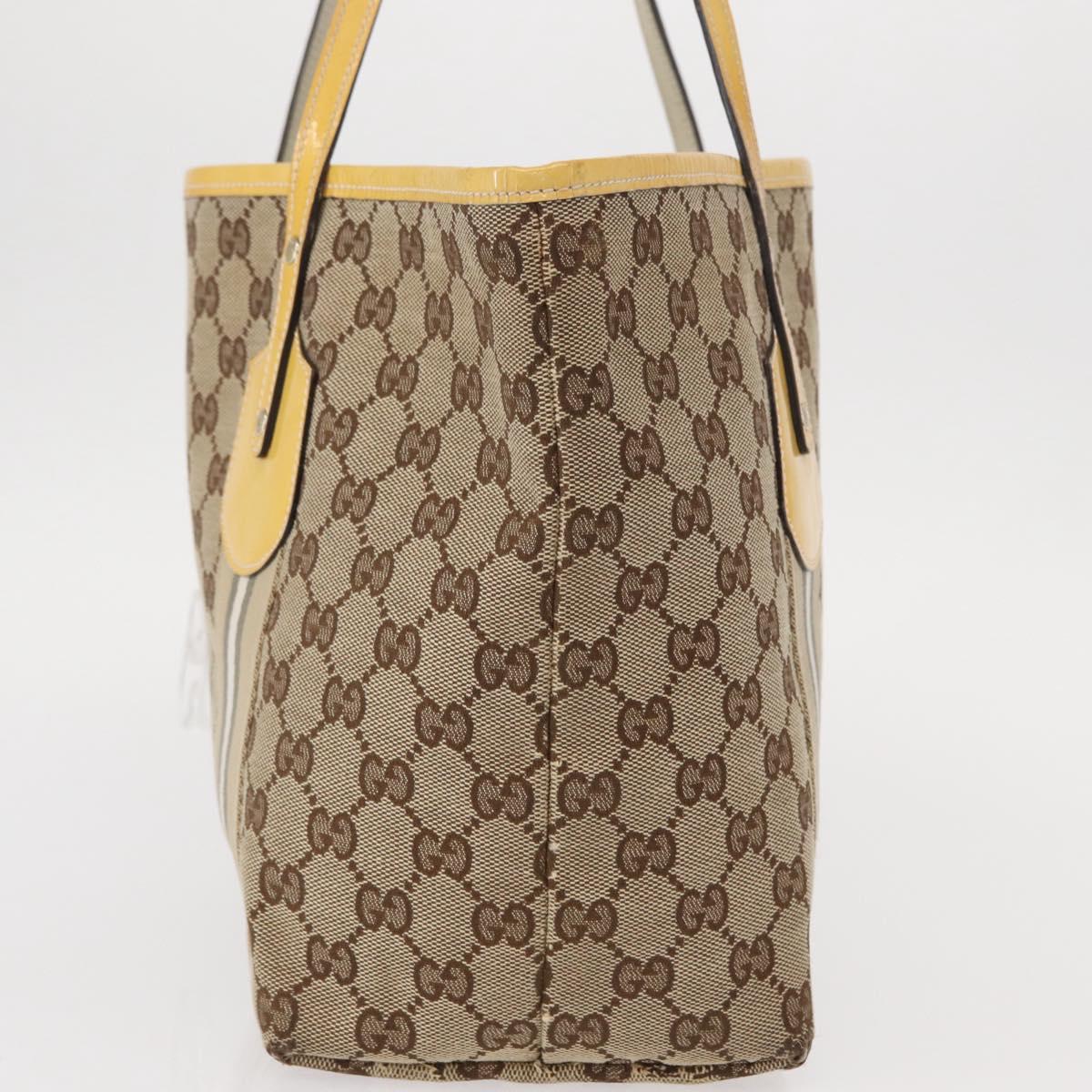 GUCCI GG Canvas Tote Bag Beige Gold 211971 Auth 153897