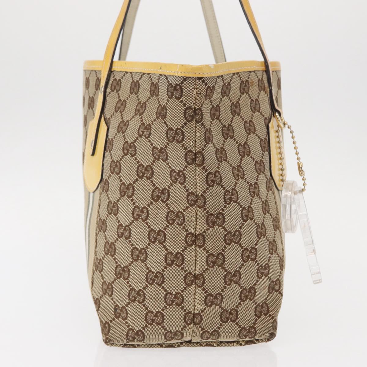 GUCCI GG Canvas Tote Bag Beige Gold 211971 Auth 153897