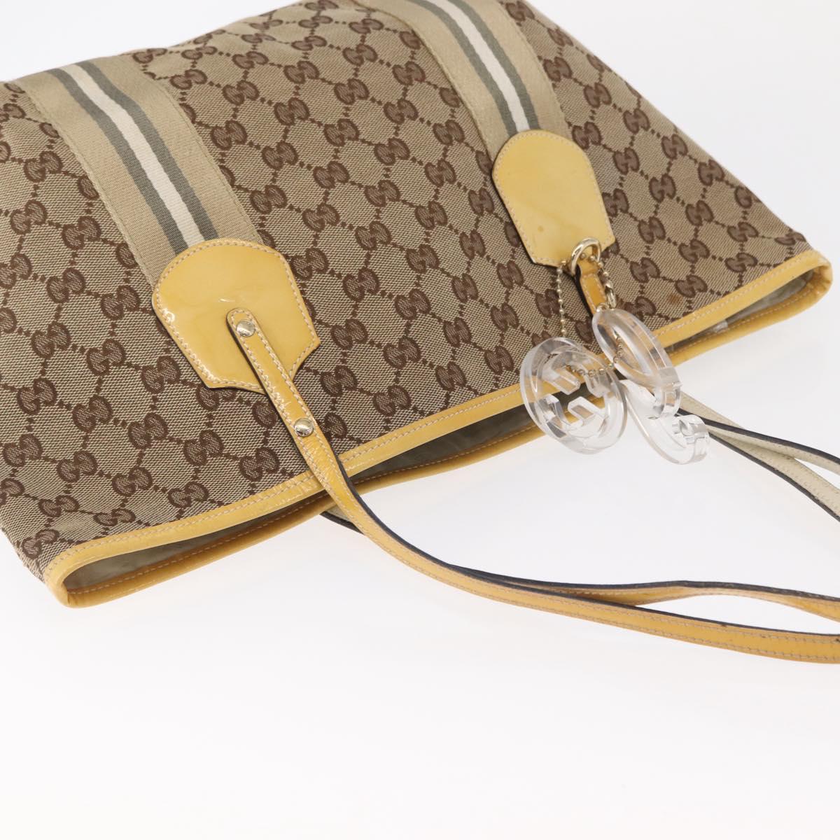 GUCCI GG Canvas Tote Bag Beige Gold 211971 Auth 153897