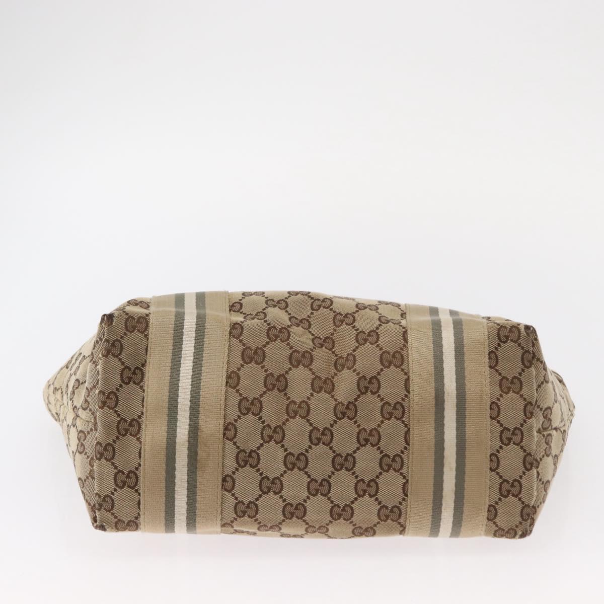 GUCCI GG Canvas Tote Bag Beige Gold 211971 Auth 153897