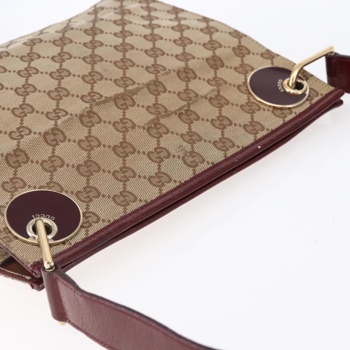 GUCCI GG Canvas Shoulder Bag Beige Gold 120841 Auth 153898