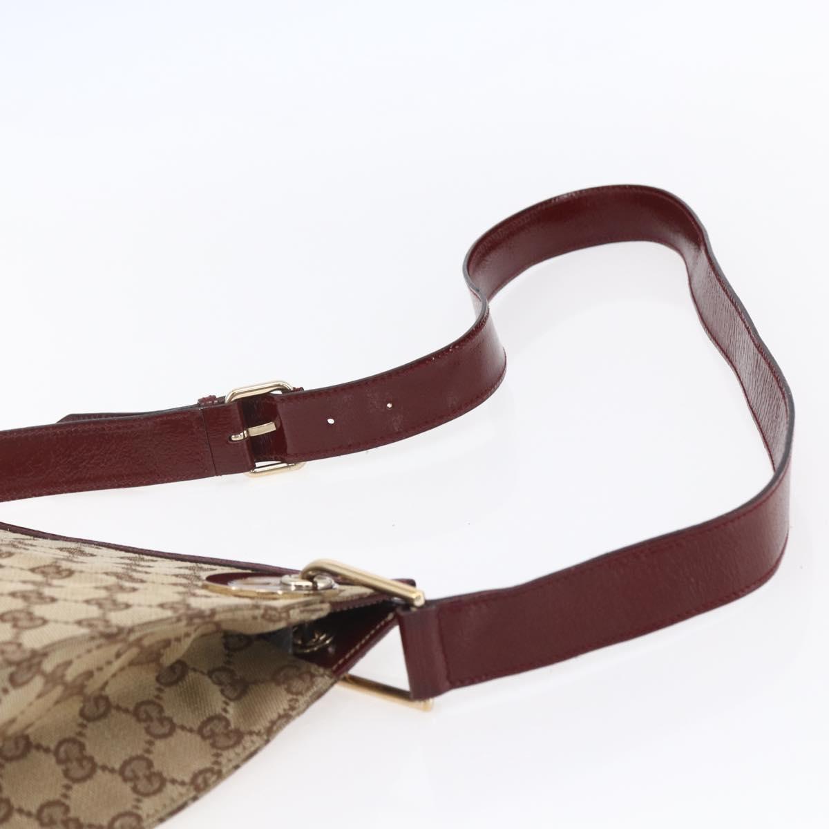 GUCCI GG Canvas Shoulder Bag Beige Gold 120841 Auth 153898