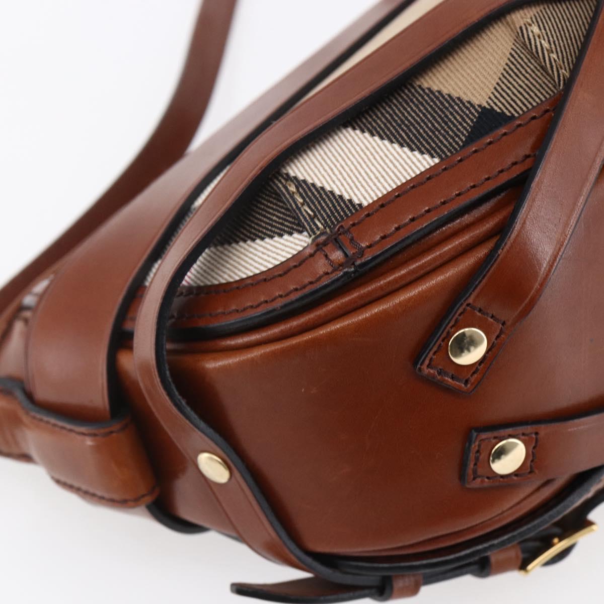 BURBERRY Nova Check Shoulder Bag Canvas Beige Gold Auth 153899