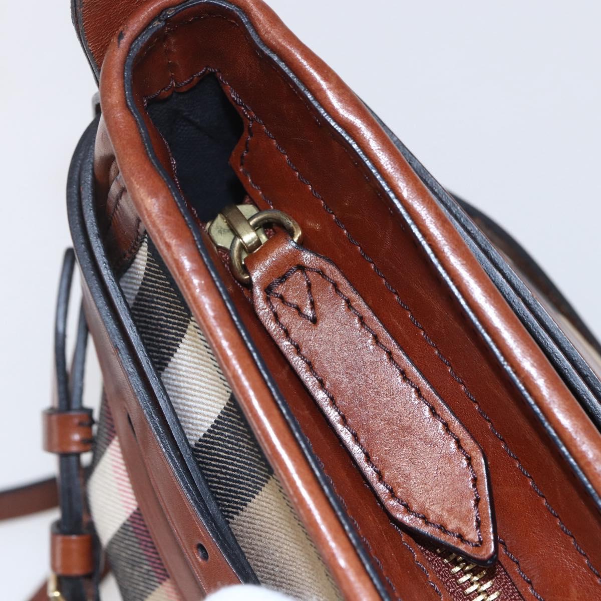 BURBERRY Nova Check Shoulder Bag Canvas Beige Gold Auth 153899