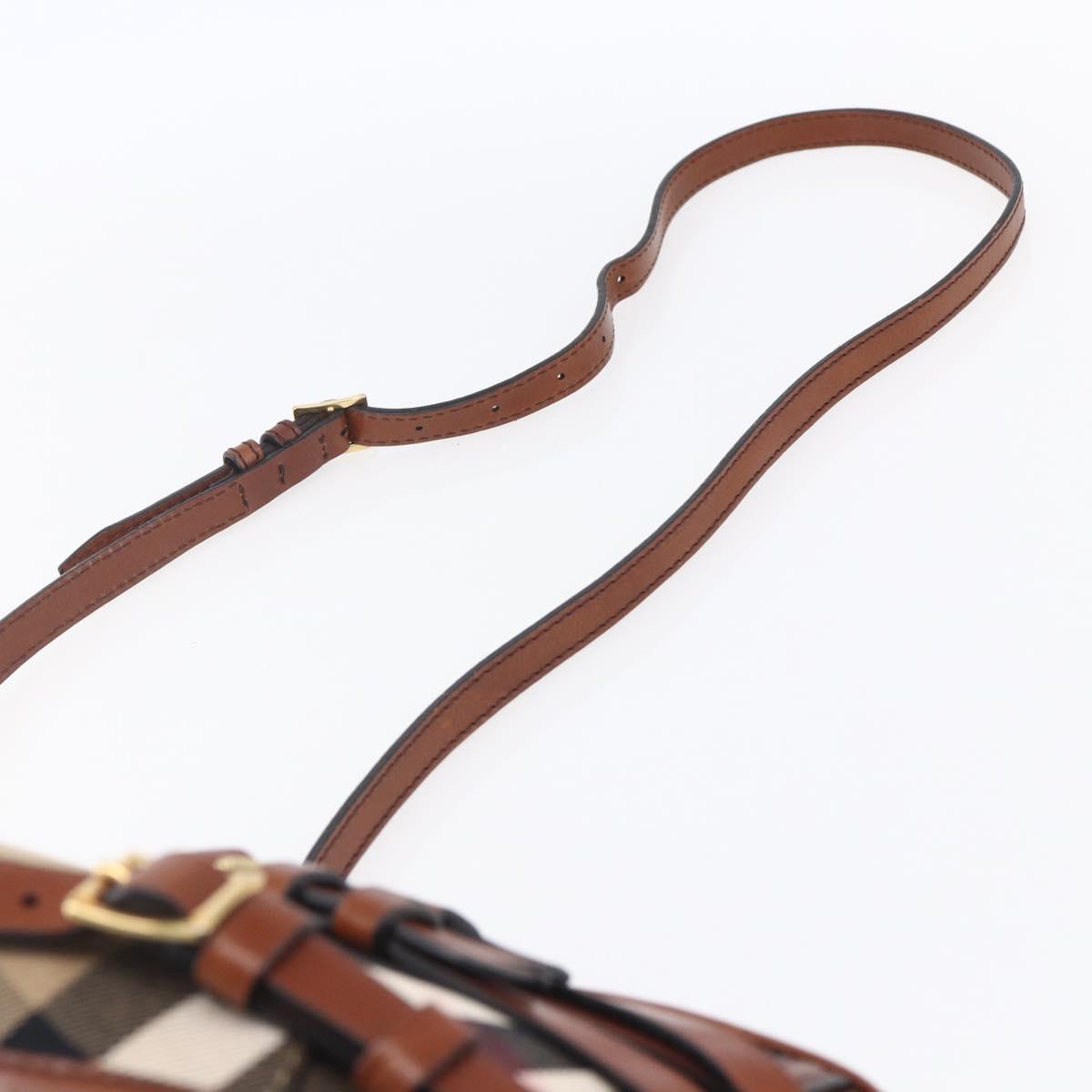 BURBERRY Nova Check Shoulder Bag Canvas Beige Gold Auth 153899