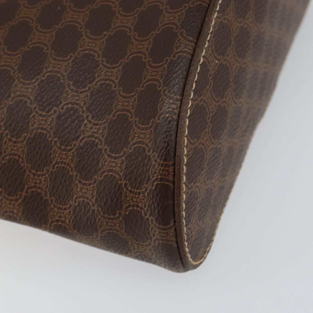 CELINE Macadam Canvas Hand Bag PVC Leather Brown Gold Auth 153900