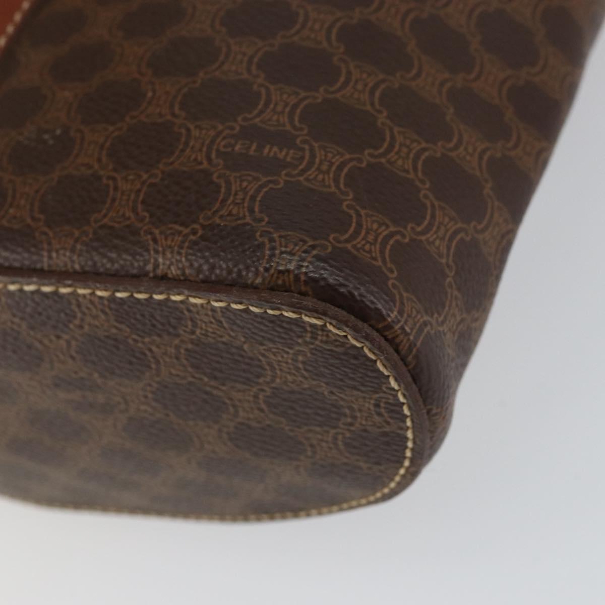 CELINE Macadam Canvas Hand Bag PVC Leather Brown Gold Auth 153900