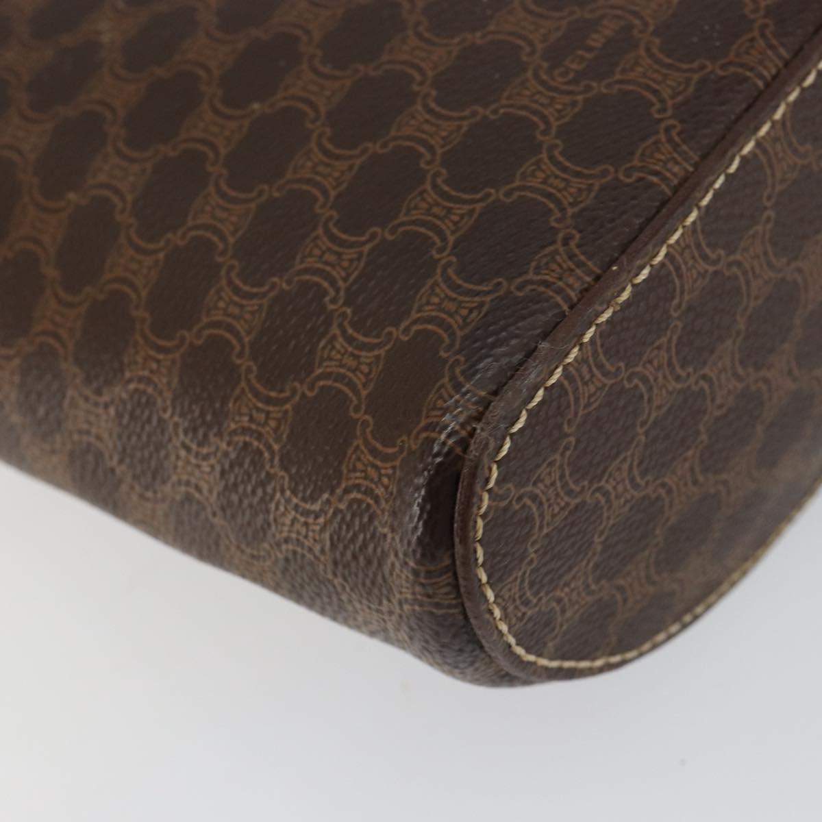 CELINE Macadam Canvas Hand Bag PVC Leather Brown Gold Auth 153900