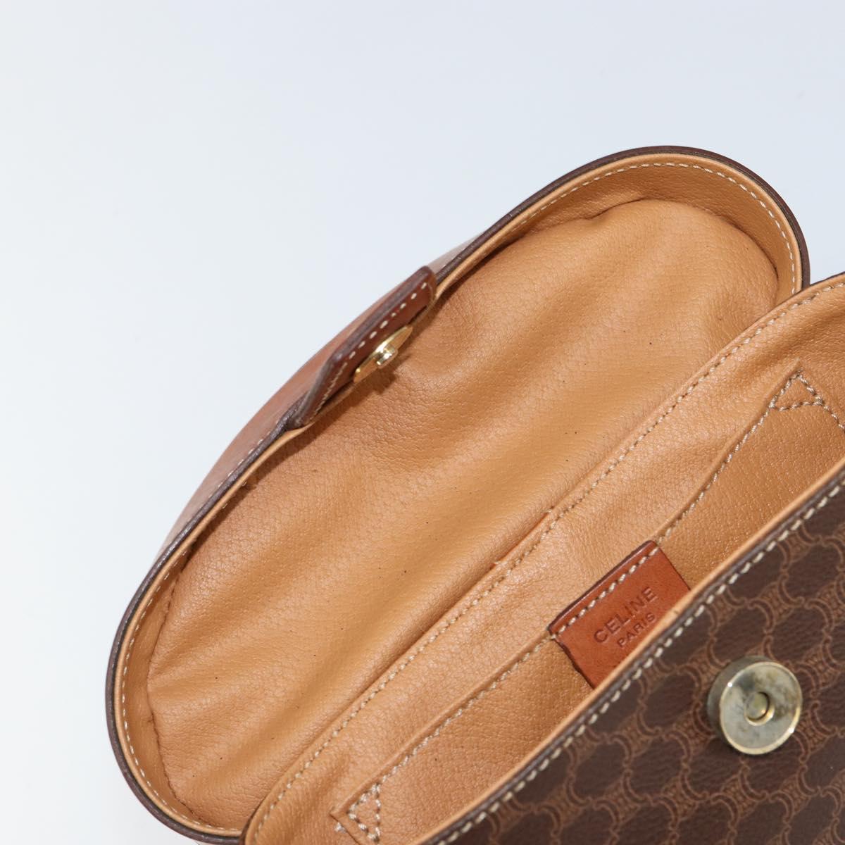 CELINE Macadam Canvas Hand Bag PVC Leather Brown Gold Auth 153900