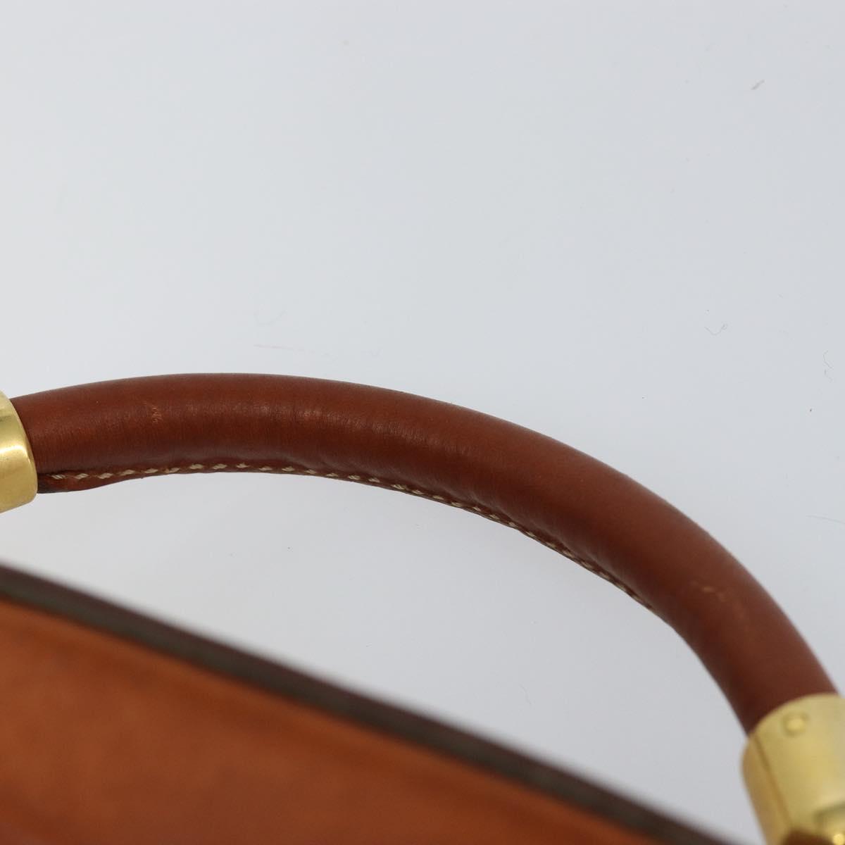 CELINE Macadam Canvas Hand Bag PVC Leather Brown Gold Auth 153900