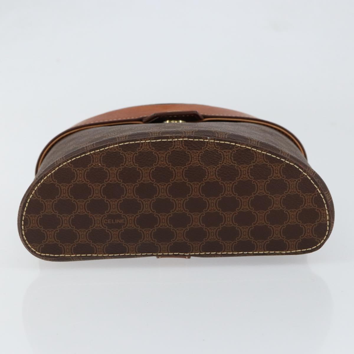 CELINE Macadam Canvas Hand Bag PVC Leather Brown Gold Auth 153900