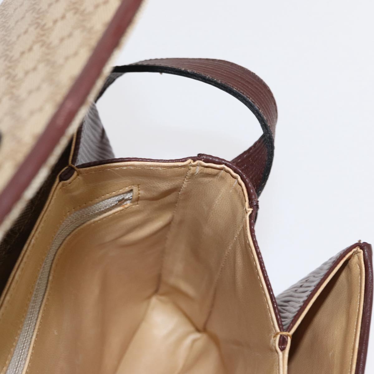 CELINE Macadam Canvas Shoulder Bag PVC Beige Gold Auth 153901