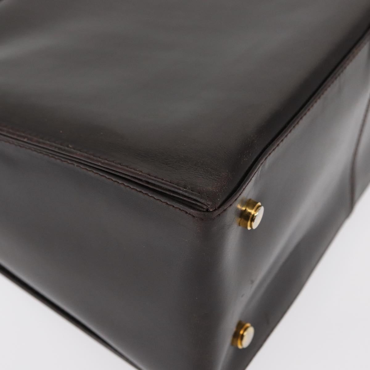 Salvatore Ferragamo Gancini Hand Bag Leather Black Gold Auth 153902