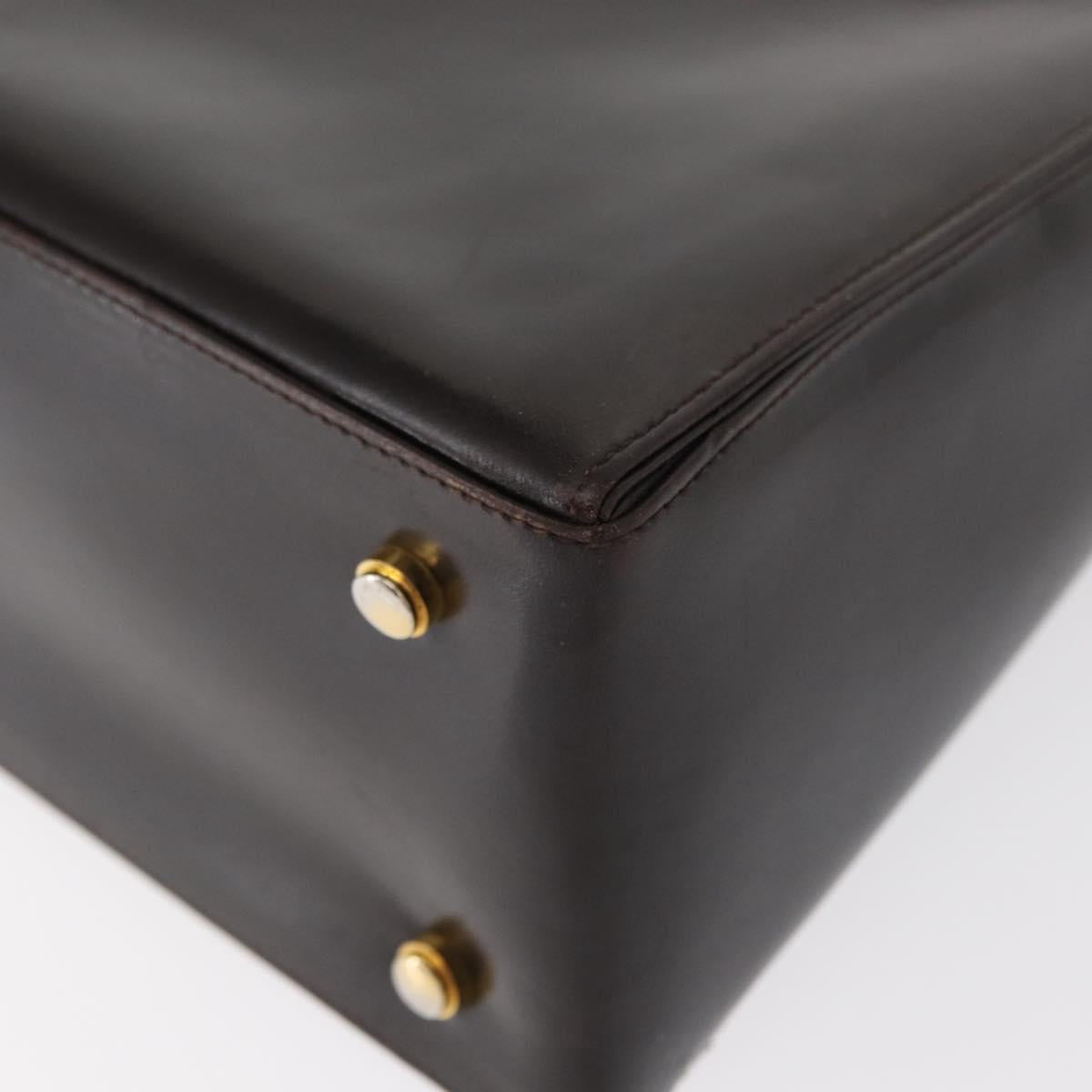 Salvatore Ferragamo Gancini Hand Bag Leather Black Gold Auth 153902