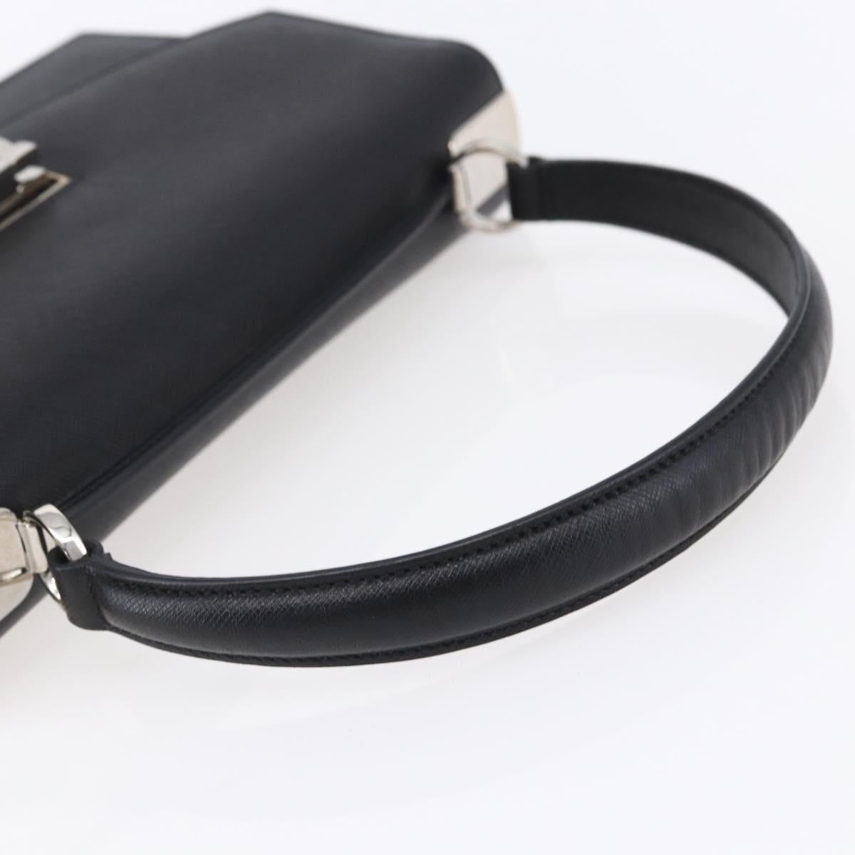 Salvatore Ferragamo Gancini Shoulder Bag Leather Black Silver Auth 153903