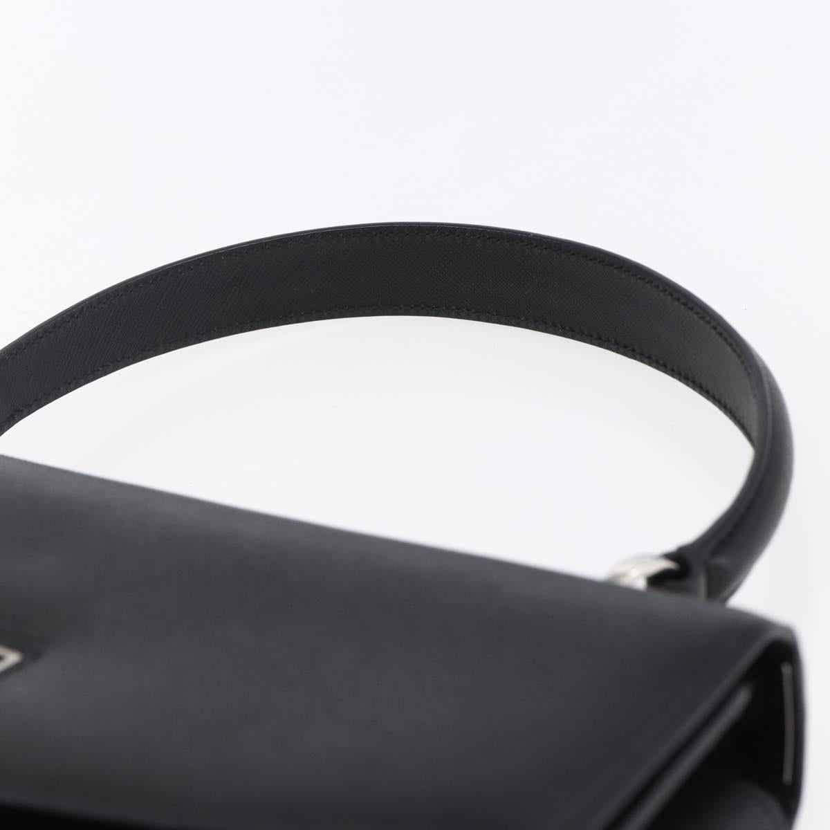 Salvatore Ferragamo Gancini Shoulder Bag Leather Black Silver Auth 153903