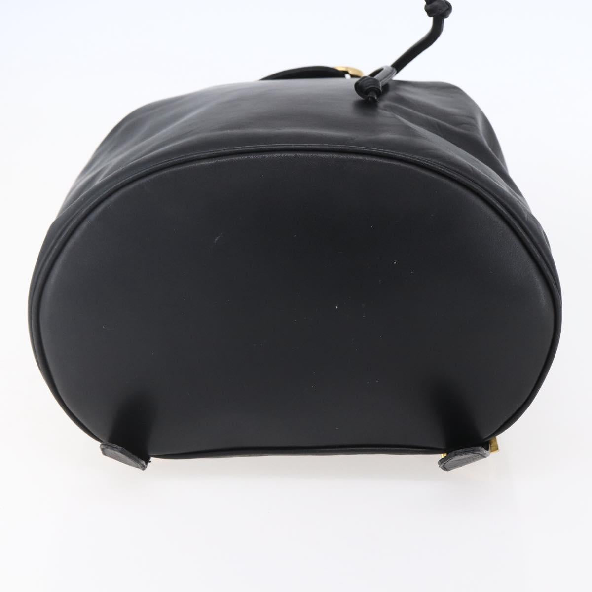 Salvatore Ferragamo Gancini Backpack Leather Black Gold Auth 153904