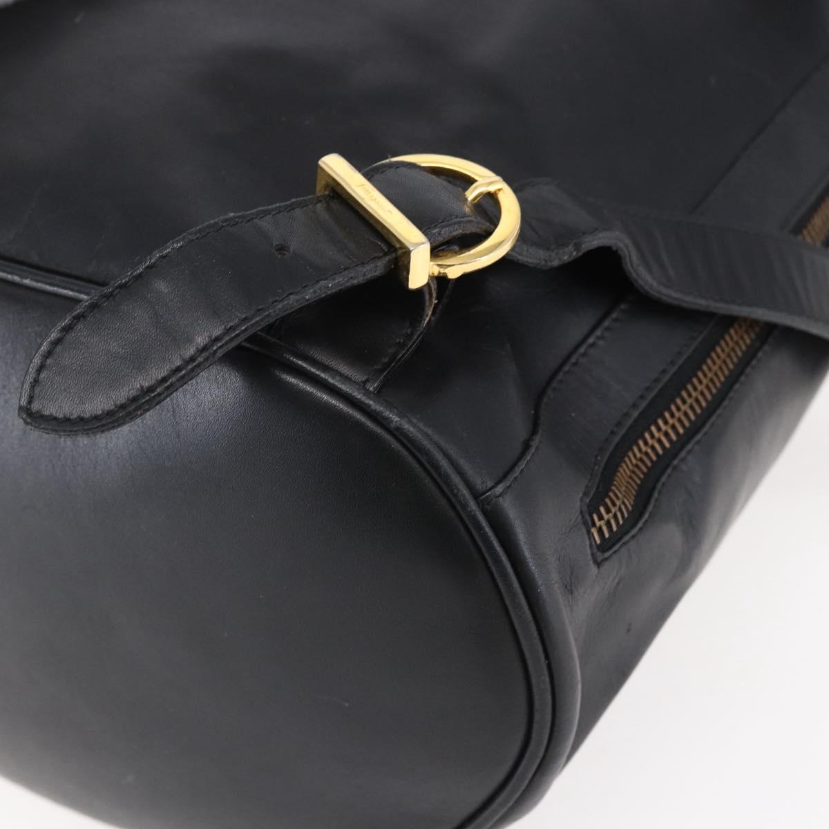 Salvatore Ferragamo Gancini Backpack Leather Black Gold Auth 153904