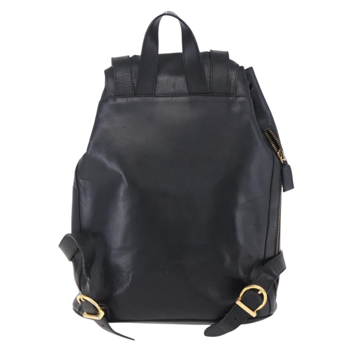 Salvatore Ferragamo Gancini Backpack Leather Black Gold Auth 153904