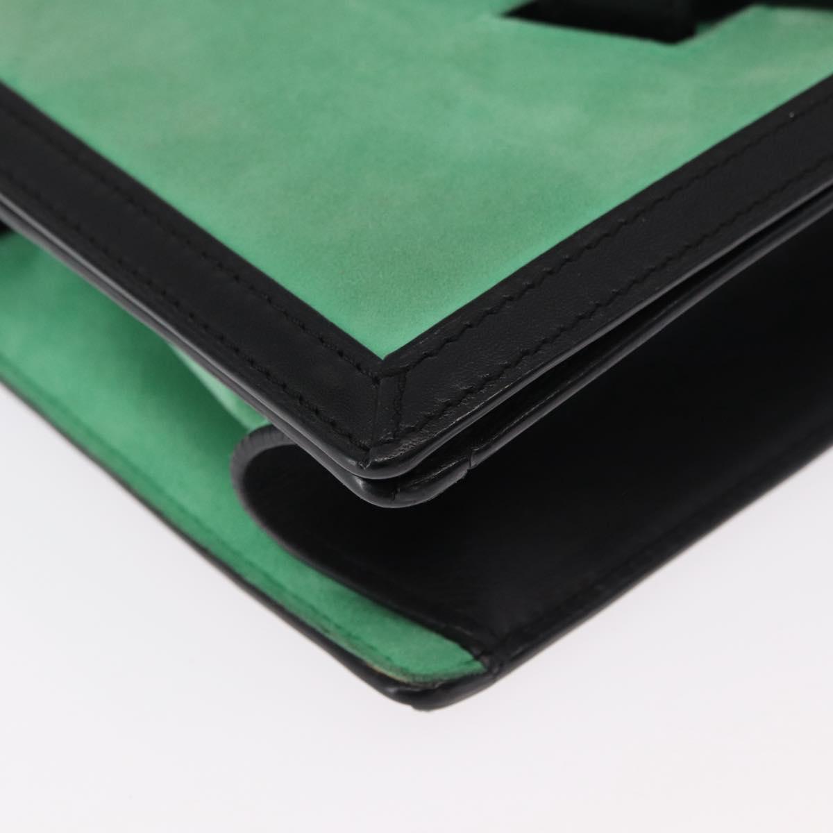 LOEWE Barcelona Shoulder Bag Suede Leather Green Silver Auth 153905