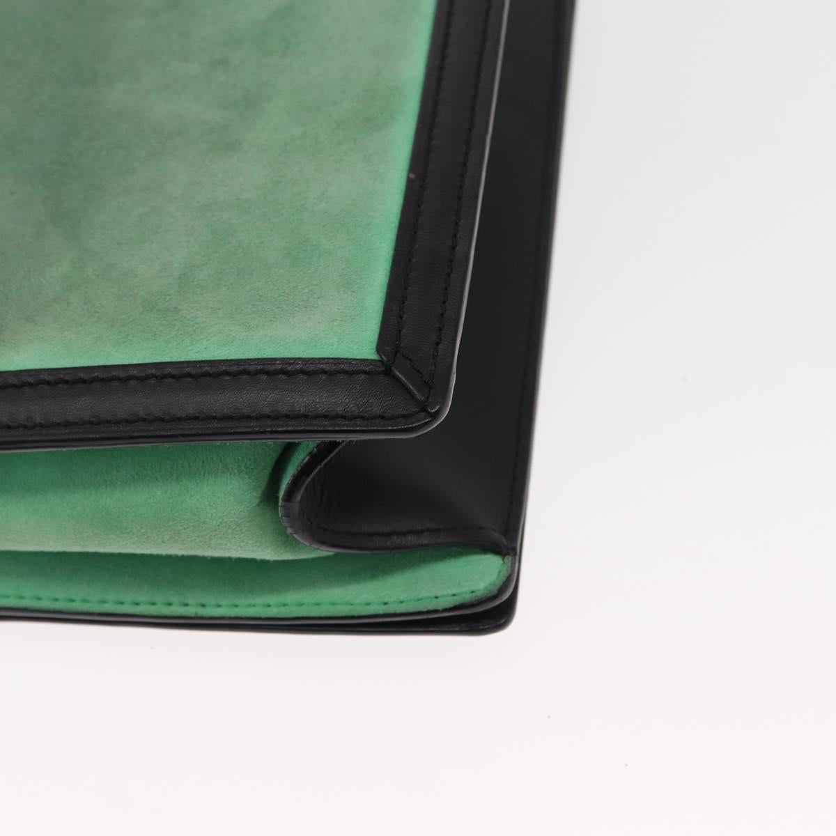 LOEWE Barcelona Shoulder Bag Suede Leather Green Silver Auth 153905