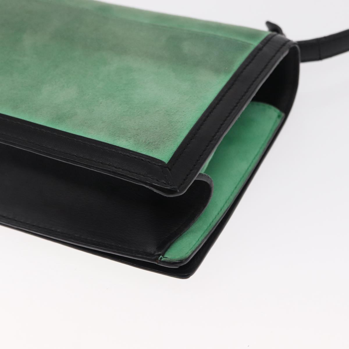 LOEWE Barcelona Shoulder Bag Suede Leather Green Silver Auth 153905