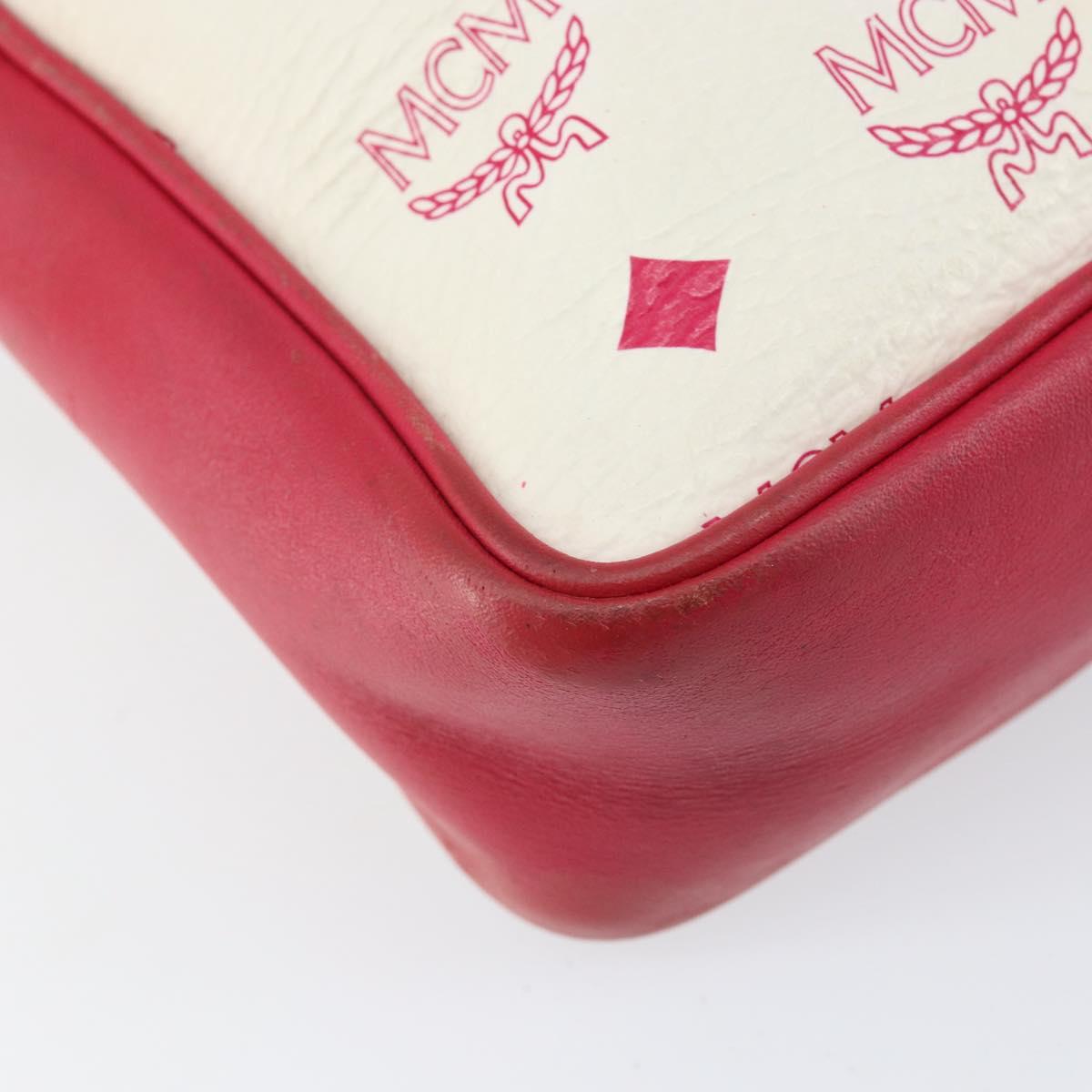 MCM Vicetos Logogram Shoulder Bag PVC Leather White Silver Auth 153908