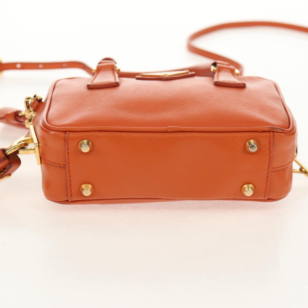PRADA Galleria Hand Bag Safiano leather 2way Orange Gold Auth 153909V