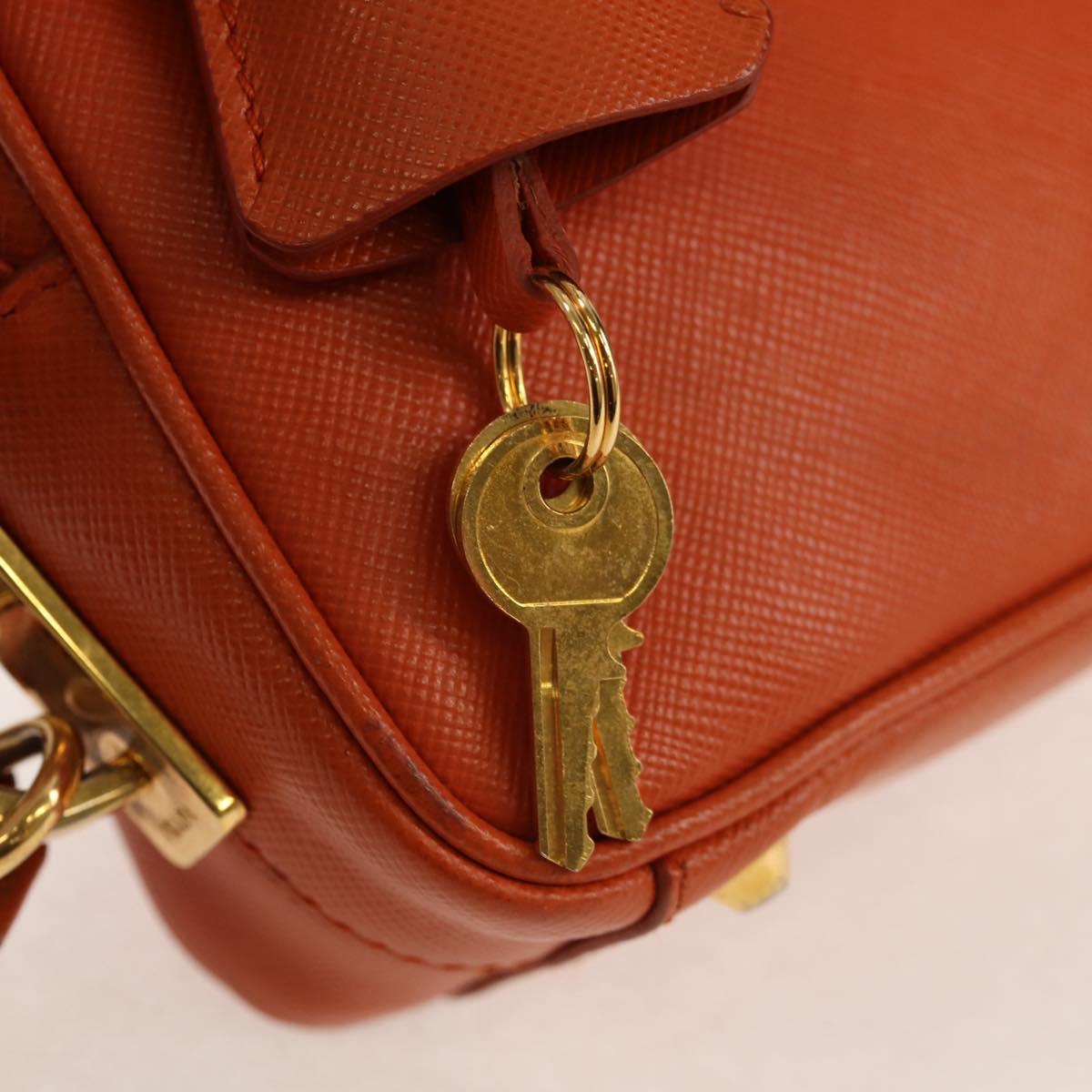 PRADA Galleria Hand Bag Safiano leather 2way Orange Gold Auth 153909V
