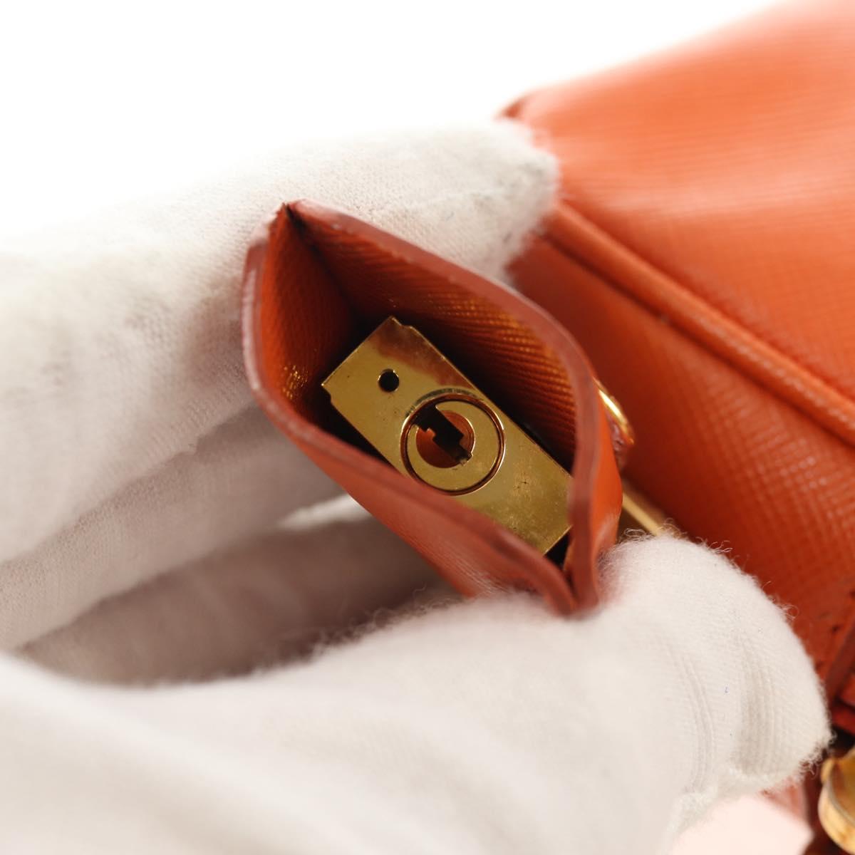 PRADA Galleria Hand Bag Safiano leather 2way Orange Gold Auth 153909V