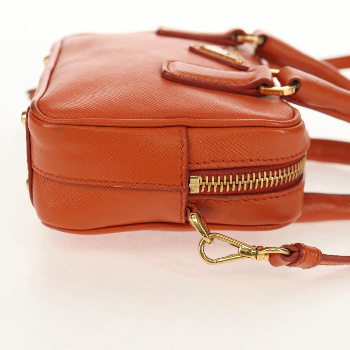 PRADA Galleria Hand Bag Safiano leather 2way Orange Gold Auth 153909V