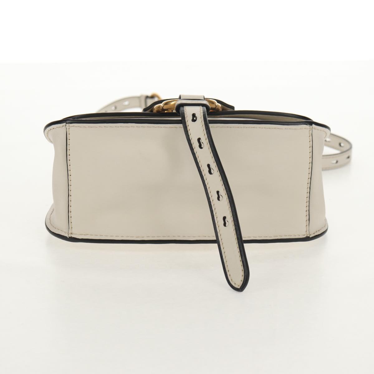 Miu Miu Dahlia Hand Bag Leather 2way White Gold Auth 153911V